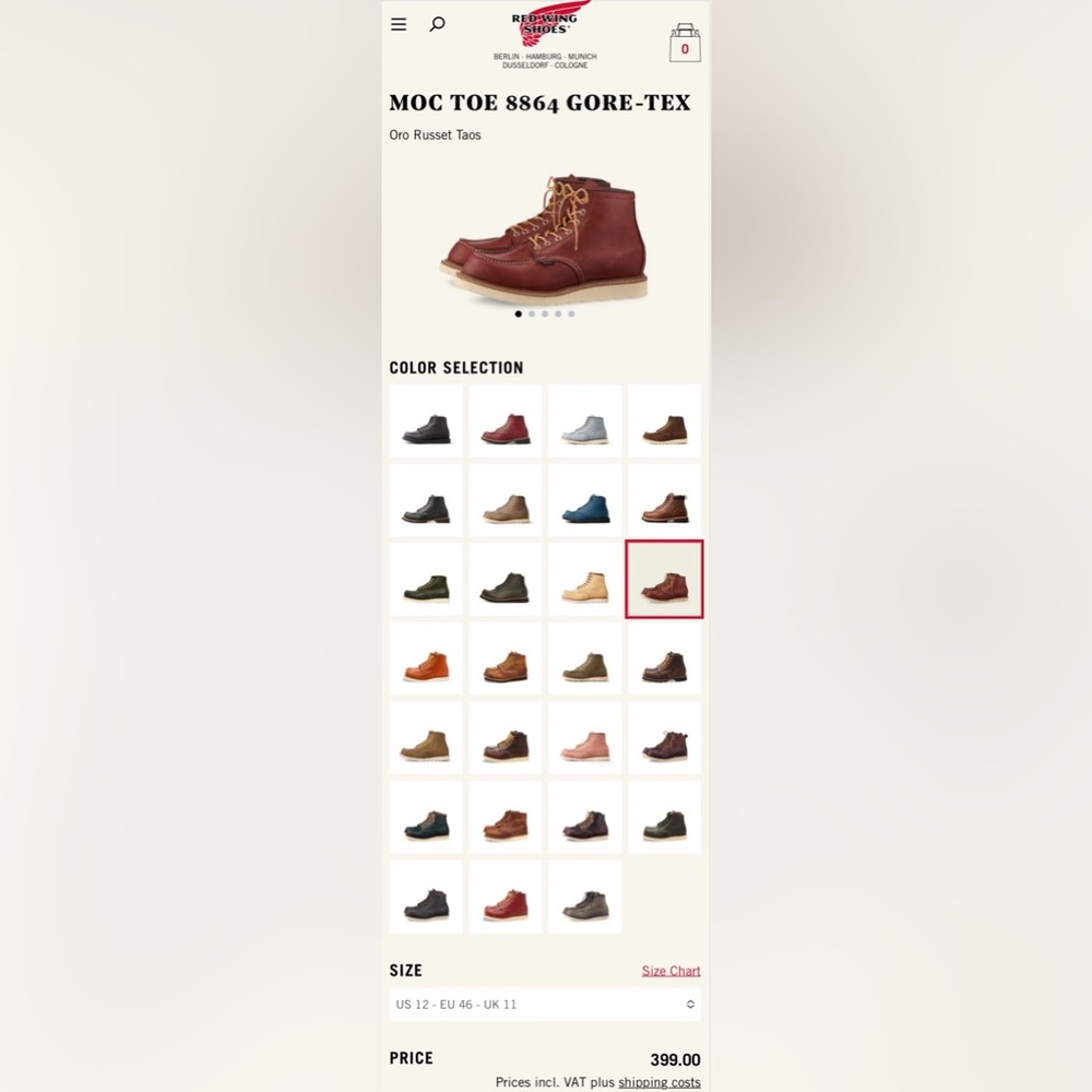 Red Wing Shoes Moc Toe 8864 GORE-TEX Men's Boot in Oro Russet
